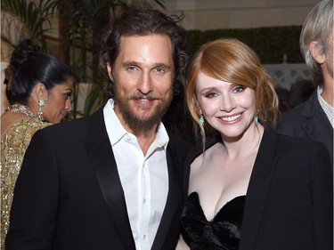 Actors Matthew McConaughey and Bryce Dallas Howard attend the world premiere of "Gold" hosted by TWC - Dimension at AMC Loews Lincoln Square 13 theatre on January 17, 2017 in New York City.
