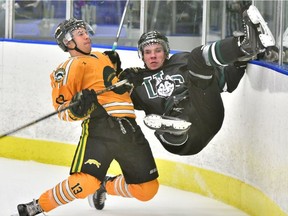 Colby Harmsworth (right) and his front-running U of S Huskies will play a key two-game set with the Calgary Dinos this weekend.
