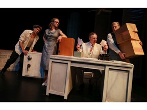 Robbie Towns, Julie Orton, Doug McKeag and Kent Allen star in Our Man in Havana at Persephone Theatre.