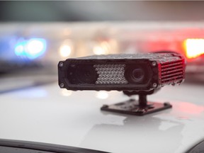 An Automatic licence plate recognition (ALPR) camera is seen mounted on the top of an Ontario Provincial Police cruiser in London, Ontario, April 4, 2014.
