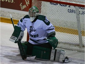 Unlike two years ago when he watched from the bench as a rookie, goalie Jordon Cooke will be in net against the Mount Royal Cougars in Canada West men's hockey playoff action this weekend at Rutherford Rink. (GordWaldner/Saskatoon StarPhoenix)