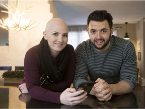 Amy Smith and her husband Marc Morris read comments on the broadcasts of her Chemotherapy treatments following a diagnosis of ovarian cancer in 2016.