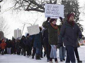 About 60 people gathered at Friendship Park in Saskatoon to denounce ethnic, religious and racial intolerance.