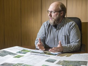 Renny Grilz, resource management officer with Meewasin Valley Authority, speaks to a reporter about invasive plants in Saskatoon, SK on Friday, February 10, 2017. (Saskatoon StarPhoenix/Liam Richards)