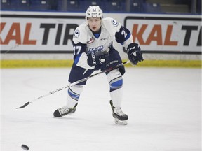 Forward Michael Farren andthe Saskatoon Blades played host to the Moose Jaw Warriors in WHL action Sunday at SaskTel Centre.