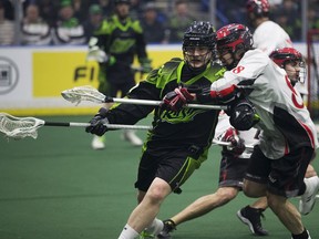 Robert Church moves the ball against Vancouver during a January home game at SaskTel Centre.