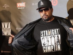 FILE - In this Aug. 24, 2015 file photo, U.S music producer and rapper O&#039;Shea Jackson, also known by his stage name Ice Cube poses in Paris. The Library of Congress announced Wednesday, March 29, 2017, that N.W.A‚Äôs album, ‚ÄúStraight Outta Compton,‚Äù would be preserved for posterity. The library selects 25 recordings every year for the registry in recognition of their historical, artistic or cultural significance. (AP Photo/Christophe Ena, File)