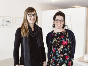 Crystal Bueckert (left) and Cameron Forbes documented the Emma Lake Kenderdine Campus in a series of drawings and paintings that can be seen at the The Storefront and in a book titled Emma Lake Archive.