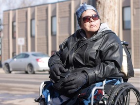 Marlene Bird outside court in Prince Albert on March 21, 2017, during the dangerous offender hearing of Leslie Black, who attacked and burned her in 2014.