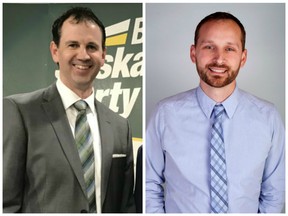 Saskatchewan Party candidate Brent Penner (left) and NDP candidate Ryan Meili