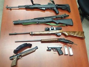 Prince Albert police seized six firearms in an apartment Saturday.