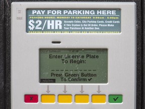 A parking pay station.