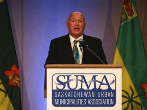 Gordon Barnhart speaks at the SUMA convention at TCU Place in Saskatoon on February 6, 2017. (Michelle Berg / Saskatoon StarPhoenix)