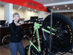 Bruce's Cycle Works' manager Susan Clarke is photographed in their new location