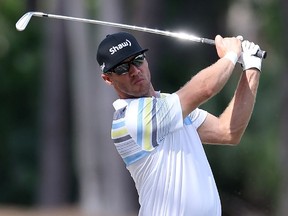 Graham DeLaet of Canada hits a shot on the 15th hole during the second round of the 2017 RBC Heritage at Harbour Town Golf Links on April 14, 2017 in Hilton Head Island, South Carolina.