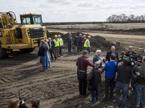 Provincial Highways and Infrastructure Minister David Marit speaks to media following a highways infrastructure project media event on a work site outside of Warman on April 20, 2017.