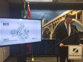 City of Saskatoon's general manager of transportation and utilities Jeff Jorgenson announcing the 2017 Building Better Roads campaign at City Hall on April 27, 2017.