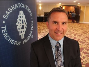 Patrick Maze, president of the Saskatchewan Teachers' Federation, was in Saskatoon on Thursday for the association's annual meeting of council, which is running from April 26 to 29. He said the fact the Saskatoon Public School Division is consulting with teachers and front line staff on where to find savings is a positive, as teachers and division staff are eager to speak out. (Morgan Modjeski/The Saskatoon StarPhoenix)