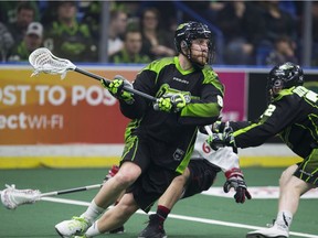 Curtis Knight (with ball) and his Saskatchewan Rush will take on New England Saturday night.