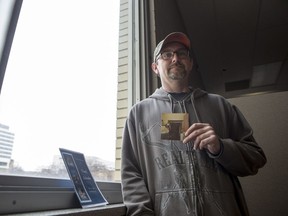 Chuck Letendre holds a photo of his father Frank at the StarPhoenix office in Saskatoon, SK on Friday, April 14, 2017.