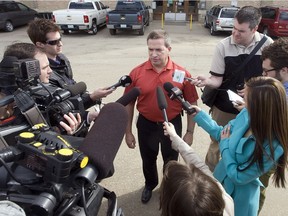 Pat Hyde, director of Service Saskatoon, speak with reporters in this Saskatoon StarPhoenix file photo.