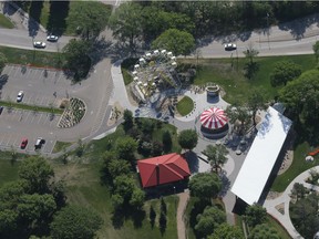 The Potash Corp. Playground can be seen in this aerial shot of Saskatoon, Friday, May 27, 2016.