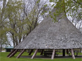 A wooden teepee in the day camping area at Pike Lake Provincial Park will likely be busy over the Victoria Day long weekend. The park is scheduled to open this morning. (May 18, 2017) (Matthew Olson/Saskatoon StarPhoenix)