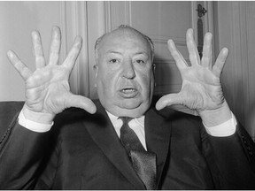 Alfred Hitchcock at a press conference in 1960.