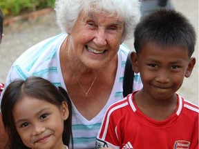 Marie Ens and her 'grandchildren' at Place of Rescue in Cambodia. Submitted Photo