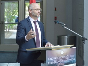 Parliamentary Secretary David Lametti announced the opening of applications for the government's $950 million Innovation Superclusters Initiative at Innovation Place on Friday, May 26, 2017. (Matthew Olson / Saskatoon StarPhoenix)