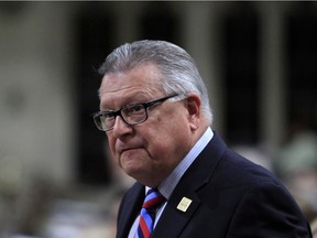 Public Safety Minister Ralph Goodale stands in the House of Commons during Question Period on Parliament Hill in Ottawa, Thursday, May 11, 2017.