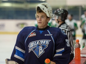 Saskatoon Blades goalie prospect Joel Grzybowski has taken on a bigger role for the Battlefords North Stars at the Western Canada Cup due to an injury to teammate Taryn Kotchorek.