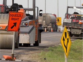 The Saskatoon police traffic unit was out May 9, 2017 near the intersection of Boychuk Drive and Highway 16, where construction is underway on a new interchange