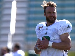 Rob Bagg, shown during Tuesday's training-camp session at Griffiths Stadium, is heading into his 10th season with the Roughriders.