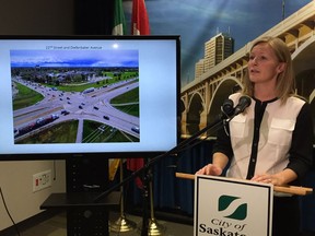 Saskatoon's director of transportation Angela Gardiner discusses the improvements planned for three of the city's major intersections on May 18, 2017.
