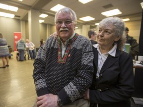 Kaare Askildt, left, who entered the Seniors Writing Challenge, attended a gala with his wife Marion Askildt at the Frances Morrison Library.