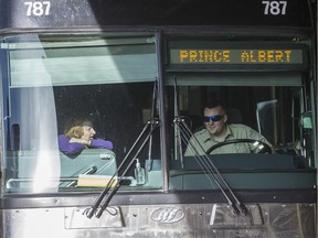 Driver Jon Kullman drives the last bus to depart Saskatoon's STC depot on Wednesday May 31, 2017.