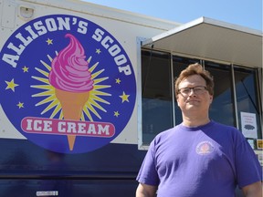 WARMAN - Allison's Scoop Ice Cream truck owner Louis Schoenherr sets up his truck at the Warman Fire Department in the summer as often as he can to sell treats to kids after school. (Saskatoon StarPhoenix/Matthew Olson)