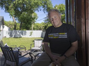 Bill Rafoss, who has been acclaimed the board chair of Amnesty International Canada, in the backyard of his home in Saskatoon on June 12, 2017.