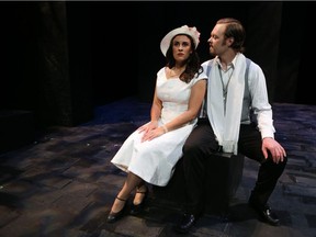 Emma Johnson and Iain MacNeil perform a scene from Saskatoon Opera's Don Giovanni at the Remai Arts Centre.