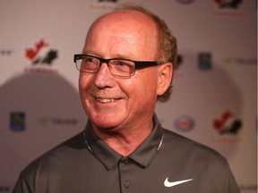 Ken Babey, head coach of Canada's National Sledge Team, who lead the team to victory at the 2017 IPC World Para Hockey Championship in Gangneung, South Korea in April, speaks to media at the Sheraton Cavalier in Saskatoon on June 19, 2017.