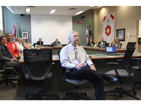CFO Garry Benning, (centre), looks on at the Saskatoon Public School Division board meeting on June 20, 2017. During its last meeting of the year, division trustees approved its $259.4 million budget for the upcoming school year, after pulling roughly $2 million from reserves.