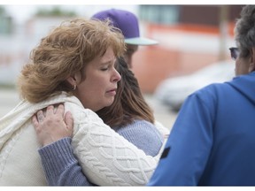 SASKATOON,SK--JUNE 22 2017 Laureen Plageman gets a hug outside the Provincial Courthouse Saskatoon, SK on Thursday, June 22, 2017. (Saskatoon StarPhoenix/David Stobbe)
David Stobbe, Saskatoon StarPhoenix