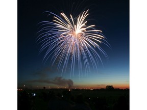 Fireworks show at Diefenbaker Park during Canada Day on July 1, 2013.