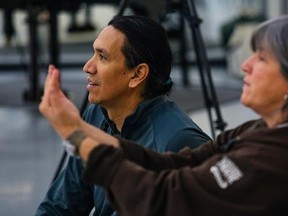 Co-creators Yvette Nolan (right) and Michael Greyeyes are shown in a handout photo for the indigenous dance opera &ampquot;Bearing.&ampquot; THE CANADIAN PRESS/HO