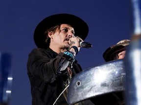 Actor Johnny Depp introduces a film at the Glastonbury music festival at Worthy Farm, in Somerset, England, Thursday, June 22, 2017. (Photo by Grant Pollard/Invision/AP)