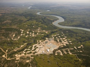 An aerial view of Shore Gold Inc.'s proposed diamond mine in the Fort à la Corne forest east of Prince Albert.