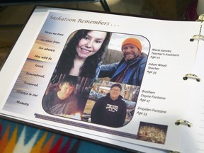 The public was invited to sign a condolence book for the victims of the La Loche school shooting in January 2016. A teen, who cannot be named under the Youth Criminal Justice Act, pleaded guilty in October to two counts of second-degree murder in the deaths of brothers Dayne and Drayden Fontaine, two counts of first-degree murder in the deaths of teacher’s aide Marie Janvier and teacher Adam Wood, and seven counts of attempted murder. His sentencing hearing is underway in Meadow Lake provincial court.