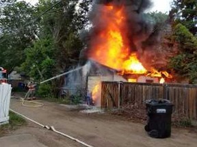 The Saskatoon Fire Department is investigating after an early Friday morning garage fire on the 1000 block of 5th Street East. PHOTO SUPPLIED BY SASKATOON FIRE DEPARTMENT