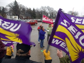 SEIU-West members at a rally in Regina.